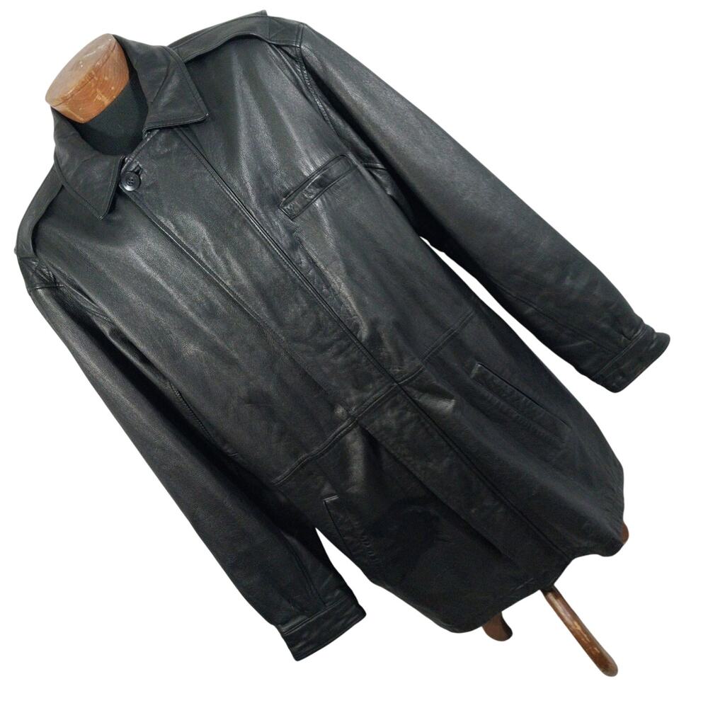 WILSONS LEATHER! LUXE BLACK GENUINE LEATHER THERMAL LINED ZIP JACKET! SZ 2XLT